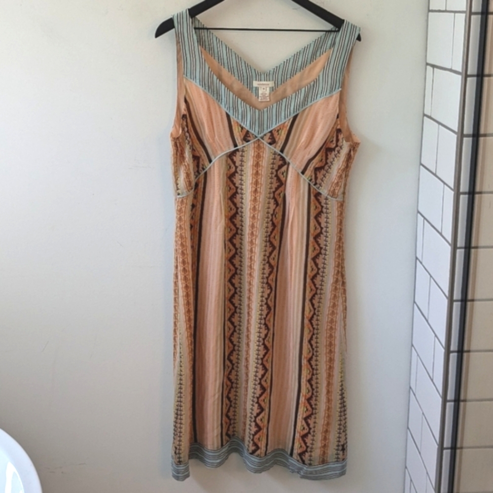 Sundance Peach & Teal Striped Midi Dress